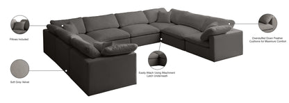 Lips Grey Velvet Standard Comfort Modular Sectional Sec8A