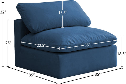 Selene Navy Standard Comfort Velvet Upholstered Armless Chair, 1 Piece