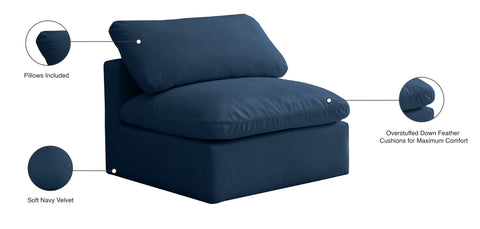 Selene Navy Standard Comfort Velvet Upholstered Armless Chair, 1 Piece