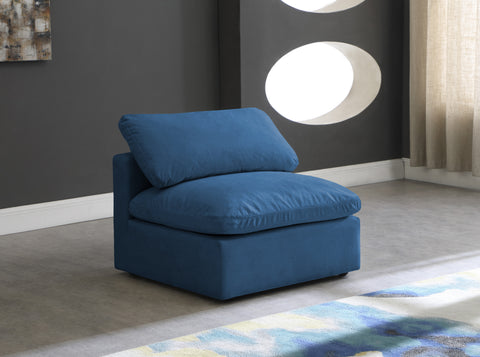 Selene Navy Standard Comfort Velvet Upholstered Armless Chair, 1 Piece