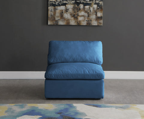 Selene Navy Standard Comfort Velvet Upholstered Armless Chair, 1 Piece