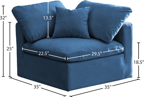 Selene Navy Standard Comfort Velvet Upholstered Corner Chair, 1 Piece