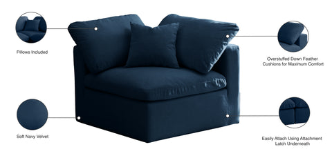 Selene Navy Standard Comfort Velvet Upholstered Corner Chair, 1 Piece