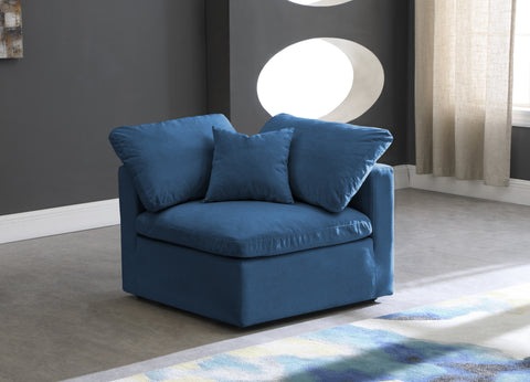 Selene Navy Standard Comfort Velvet Upholstered Corner Chair, 1 Piece