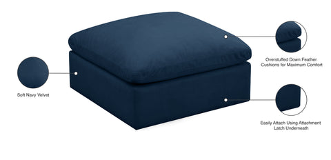 Selene Navy Standard Comfort Velvet Upholstered Ottoman, 1 Piece