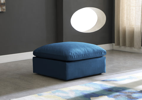 Selene Navy Standard Comfort Velvet Upholstered Ottoman, 1 Piece