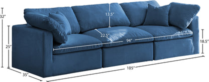 Lips Navy Velvet Standard Comfort Modular Sofa S105