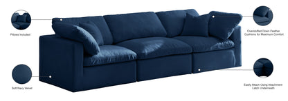 Lips Navy Velvet Standard Comfort Modular Sofa S105