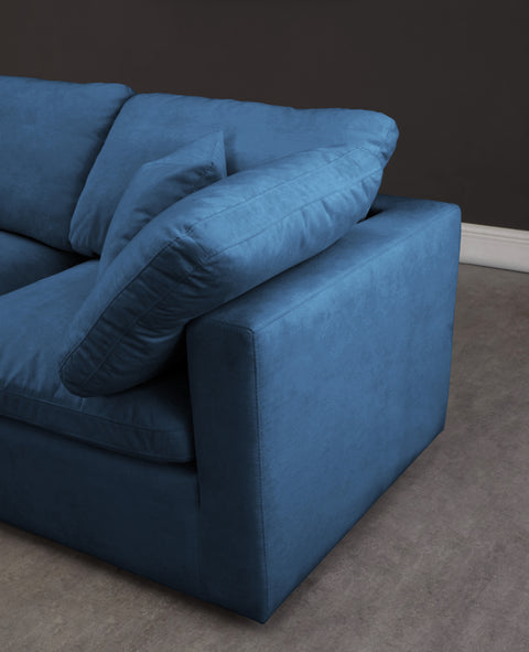 Selene 70" Navy Velvet Upholstered Standard Comfort Armless Loveseat, 2-Piece