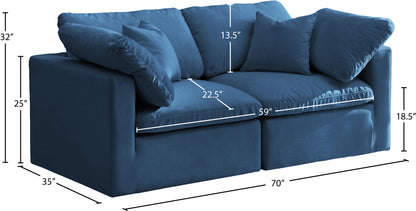 Lips Navy Velvet Standard Comfort Modular Sofa S70