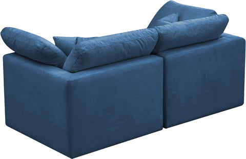 Selene 70" Navy Velvet Upholstered Standard Comfort Loveseat, 2-Piece