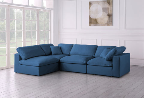Selene 105" Navy Velvet Upholstered Standard Comfort Sectional, 4-Piece (Style 2)