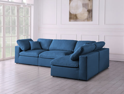Selene 105" Navy Velvet Upholstered Standard Comfort Sectional, 4-Piece (Style 2)