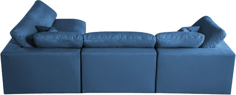 Selene 105" Navy Velvet Upholstered Standard Comfort Sectional, 4-Piece (Style 2)
