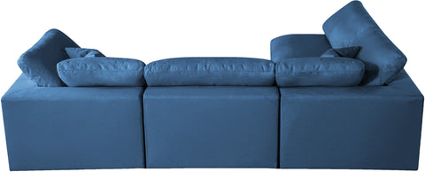 Selene 105" Navy Velvet Upholstered Standard Comfort Sectional, 4-Piece (Style 2)