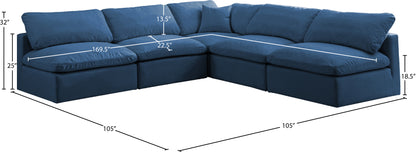 Lips Navy Velvet Standard Comfort Modular Sectional Sec5B