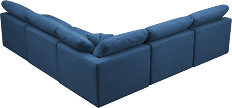 Selene 105" Navy Velvet Upholstered Standard Comfort Sectional, 5-Piece