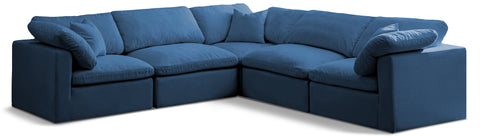 Selene 105" Navy Velvet Upholstered Standard Comfort Sectional, 5-Piece (Style 2)