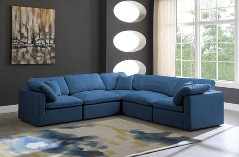 Selene 105" Navy Velvet Upholstered Standard Comfort Sectional, 5-Piece (Style 2)