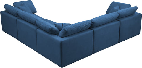Selene 105" Navy Velvet Upholstered Standard Comfort Sectional, 5-Piece (Style 2)
