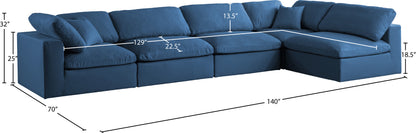 Lips Navy Velvet Standard Comfort Modular Sectional Sec5D