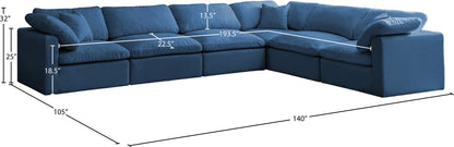 Lips Navy Velvet Standard Comfort Modular Sectional Sec6A