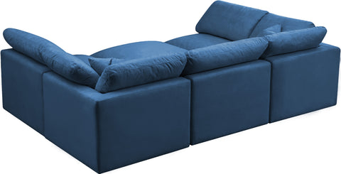 Selene 105" Navy Velvet Upholstered Standard Comfort Sectional, 6-Piece