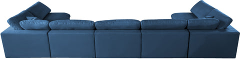 Selene 175" Navy Velvet Upholstered Standard Comfort Sectional, 7-Piece