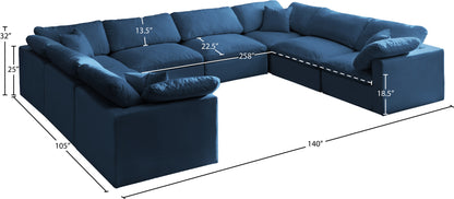 Lips Navy Velvet Standard Comfort Modular Sectional Sec8A