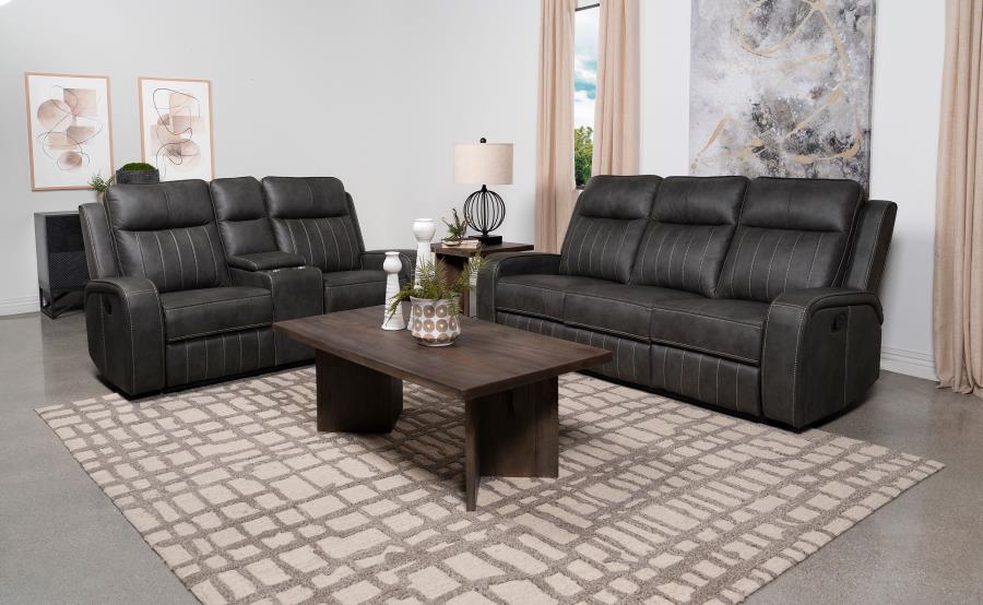 jackie 2-piece upholstered motion reclining sofa set grey