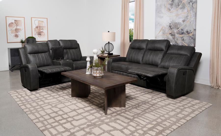 jackie 2-piece upholstered motion reclining sofa set grey