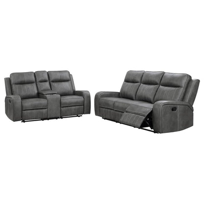 Jackie 2-piece Upholstered Motion Reclining Sofa Set Grey