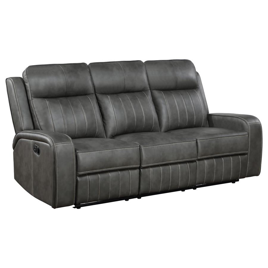 jackie 2-piece upholstered motion reclining sofa set grey