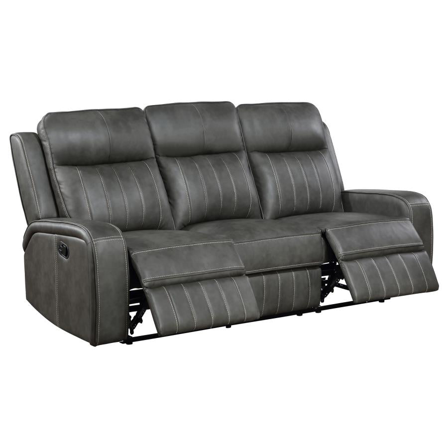 jackie 2-piece upholstered motion reclining sofa set grey