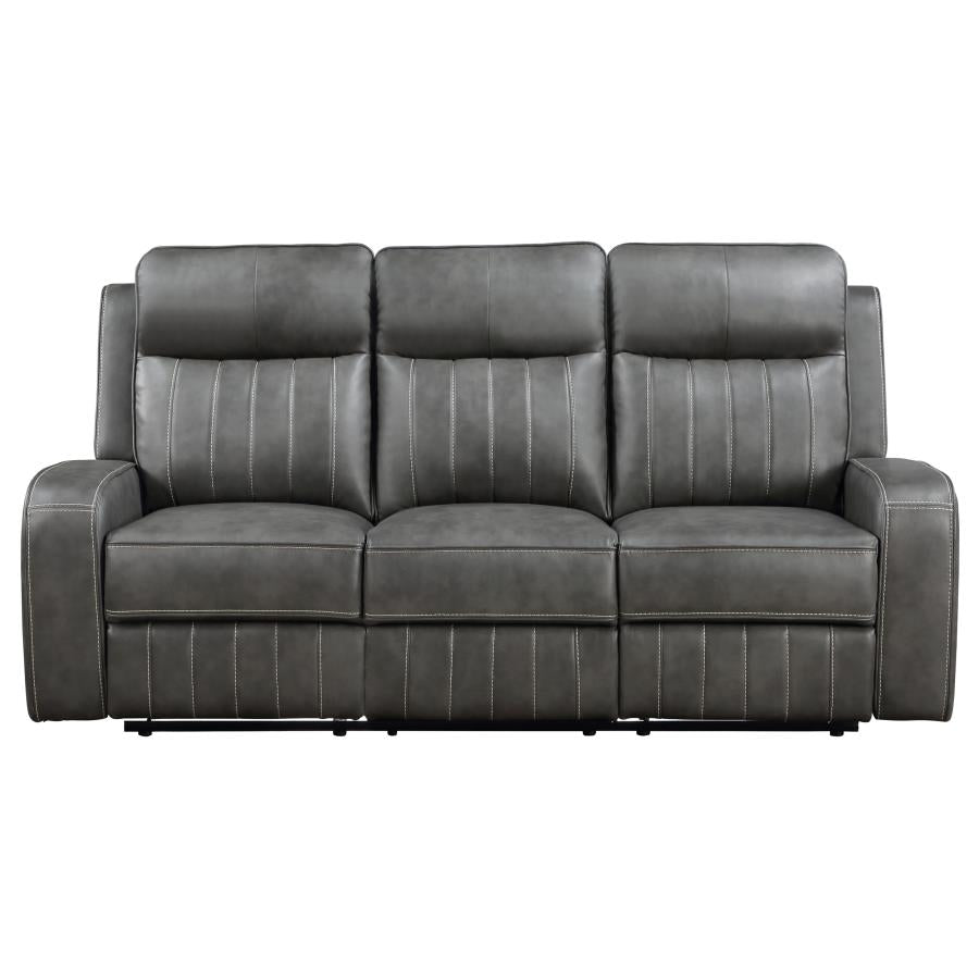 jackie 2-piece upholstered motion reclining sofa set grey