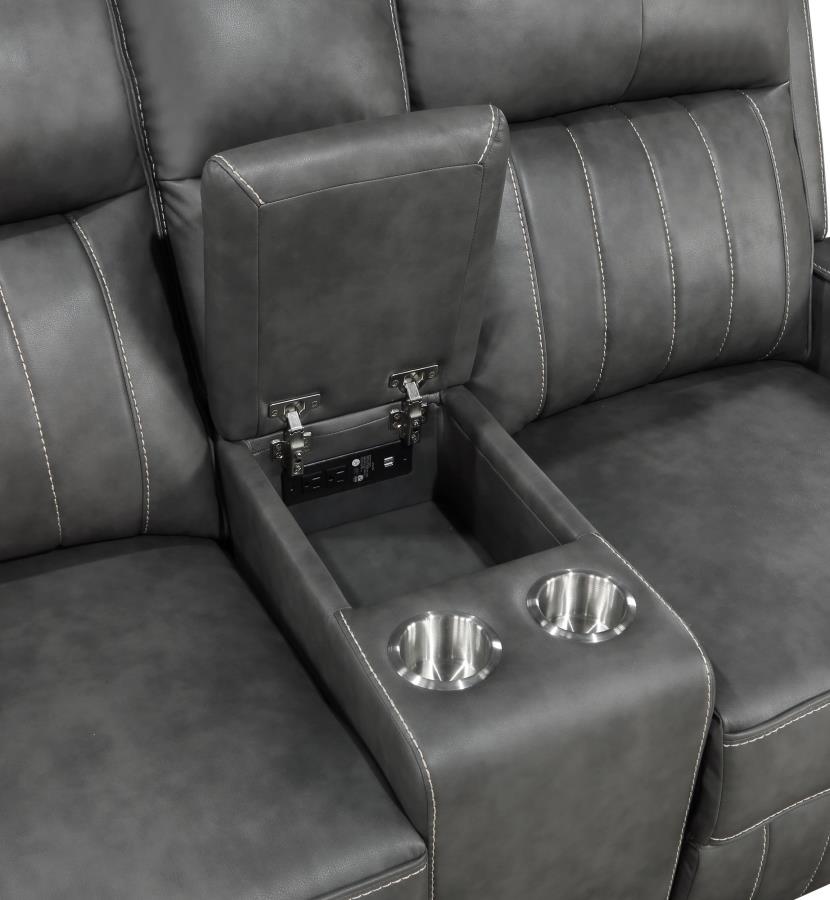 jackie 2-piece upholstered motion reclining sofa set grey
