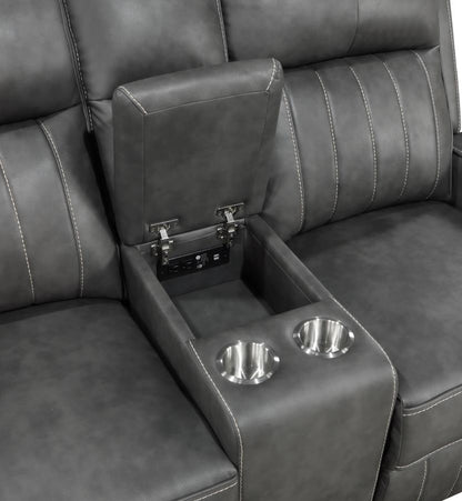 Jackie 2-piece Upholstered Motion Reclining Sofa Set Grey