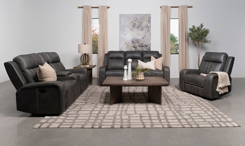 Salizar 3-piece Upholstered Reclining Sofa Set GreyGrey