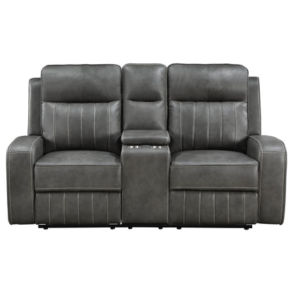 Prentiss Upholstered Track Arm Motion Loveseat Grey