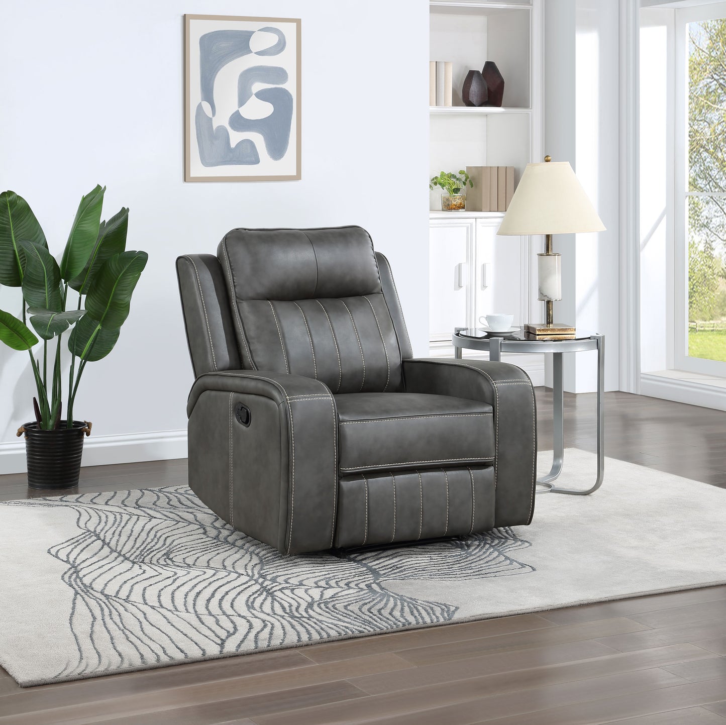 prentiss upholstered track arm recliner grey