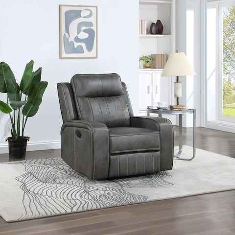 Salizar Upholstered Track Arm Recliner GreyGrey