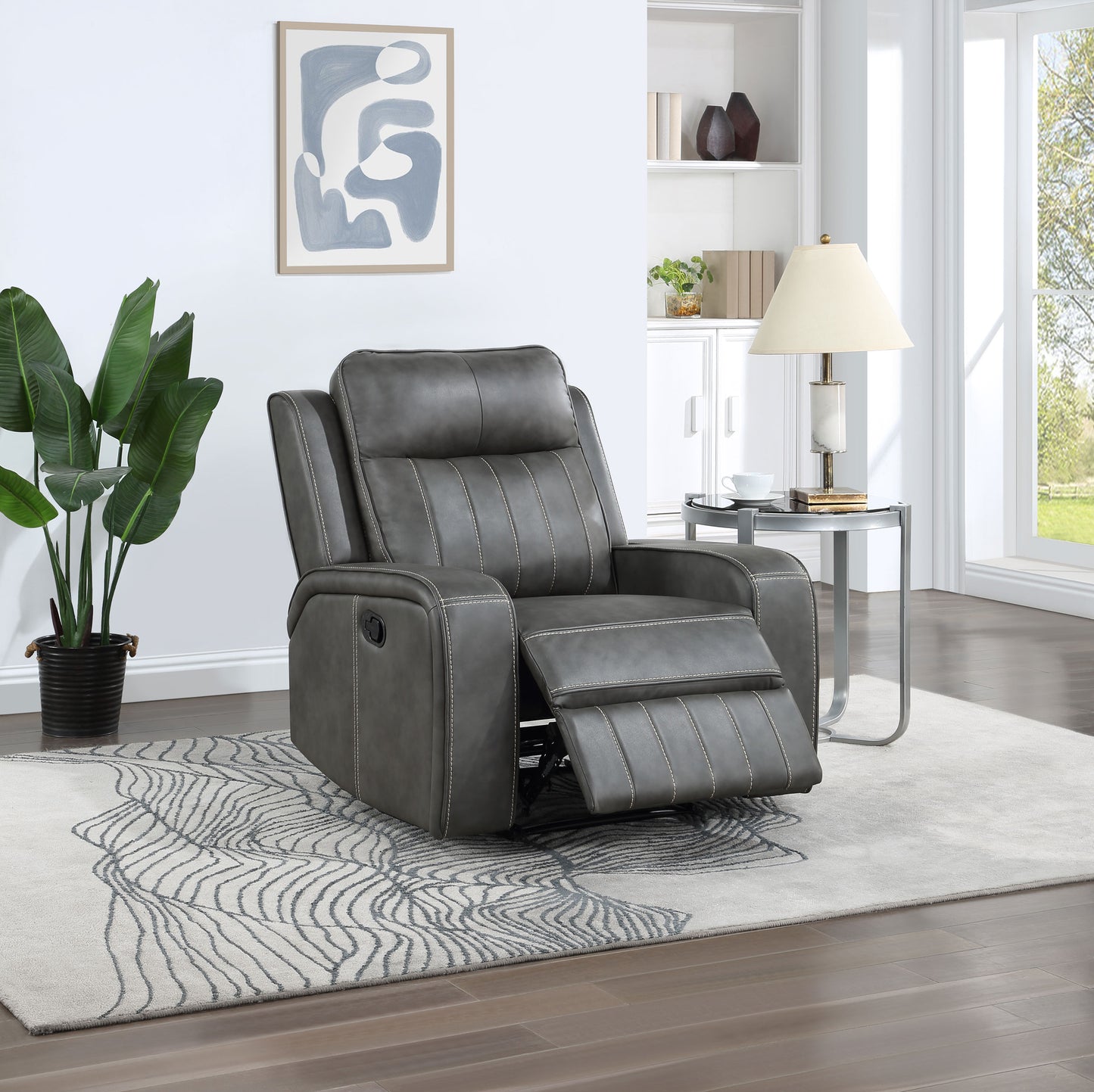 prentiss upholstered track arm recliner grey