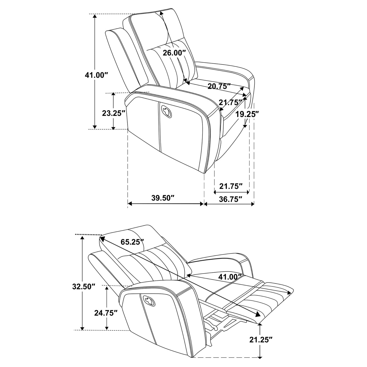 prentiss upholstered track arm recliner grey