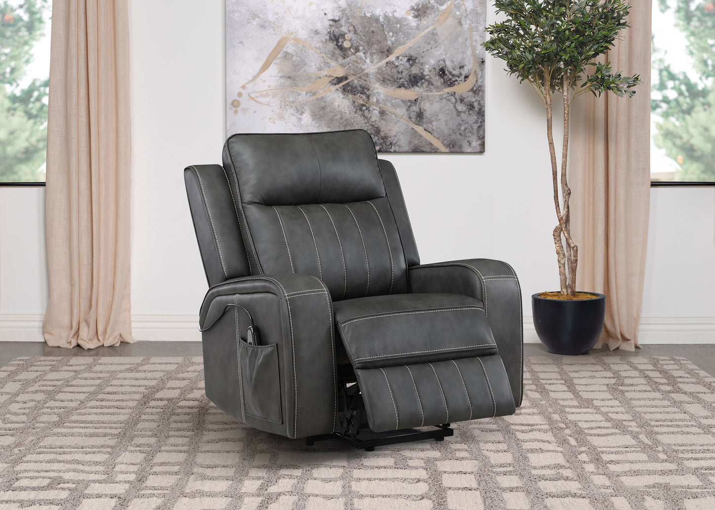 salizar upholstered power lift recliner chair greygrey