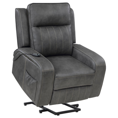 Salizar Upholstered Power Lift Recliner Chair GreyGrey