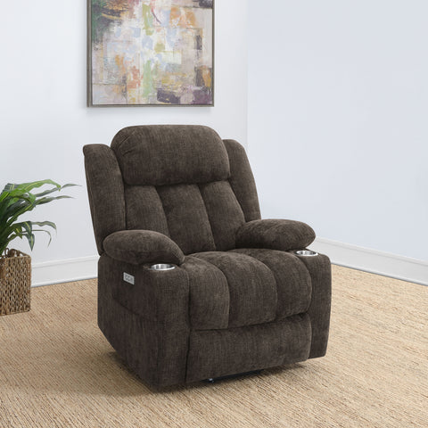 Frisco Upholstered Power Lift Recliner Chair Dark BrownDark Brown