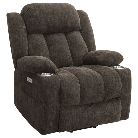 Frisco Upholstered Power Lift Recliner Chair Dark BrownDark Brown