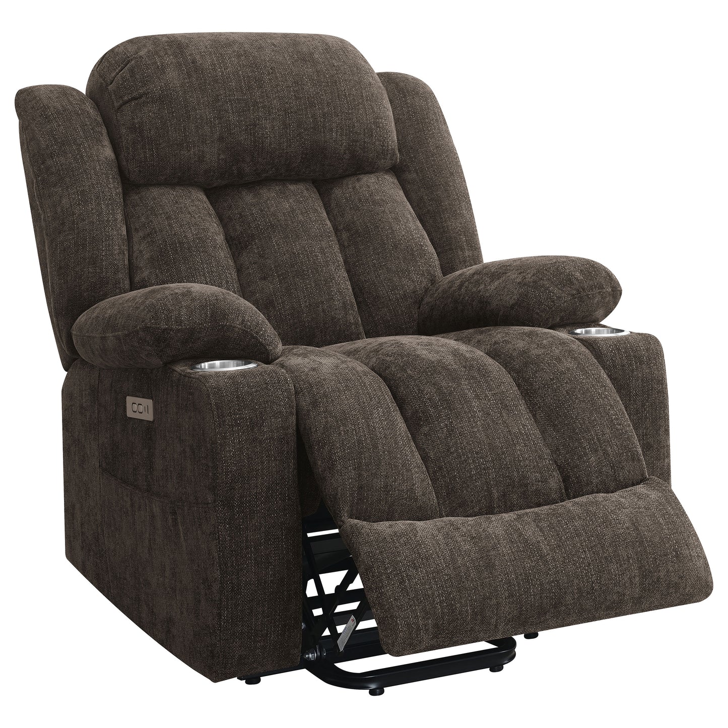 riona upholstered power lift recliner chair dark brown