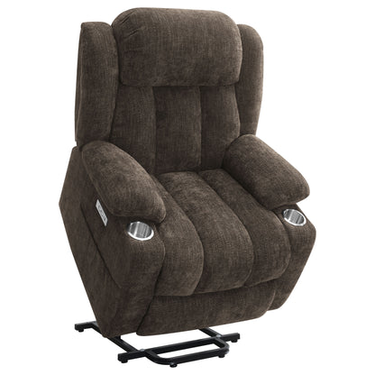 Riona Upholstered Power Lift Recliner Chair Dark Brown