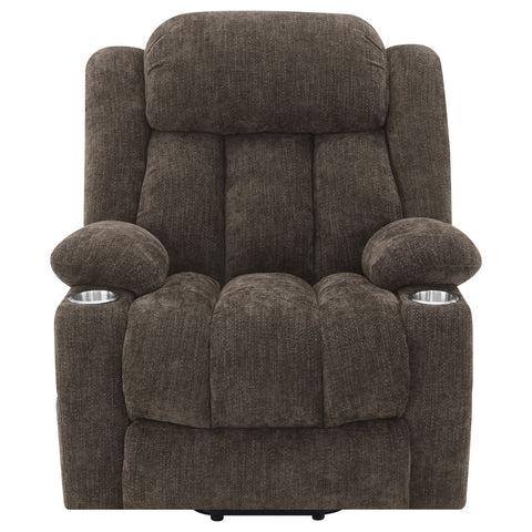 Frisco Upholstered Power Lift Recliner Chair Dark BrownDark Brown